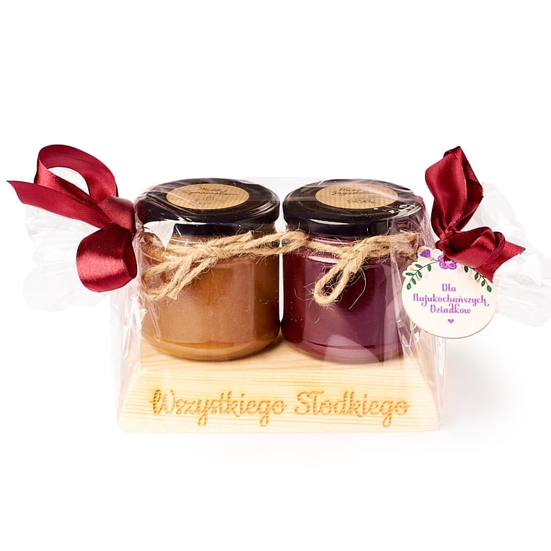 Zestaw 2 miodów na desce Dzień babci i dziadka